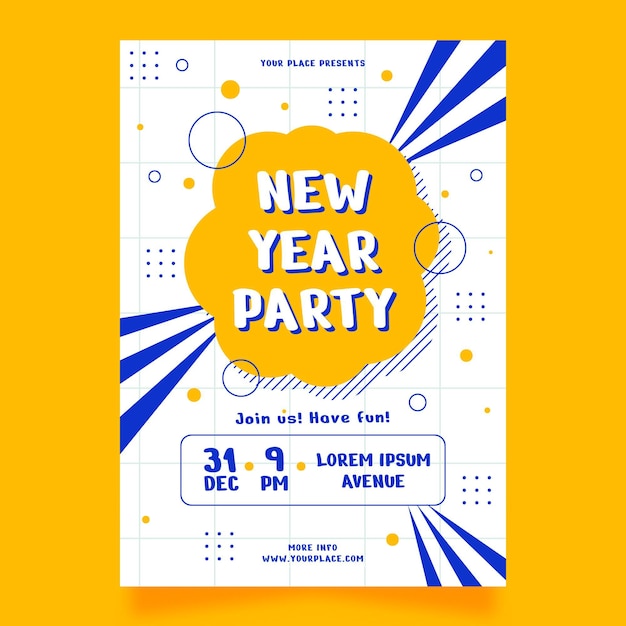 Free vector flat design new year 2021 party poster template