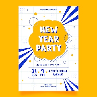 Flat design new year 2021 party poster template Free Vector