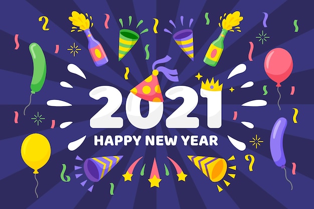 無料ベクター フラットデザイン新年2021