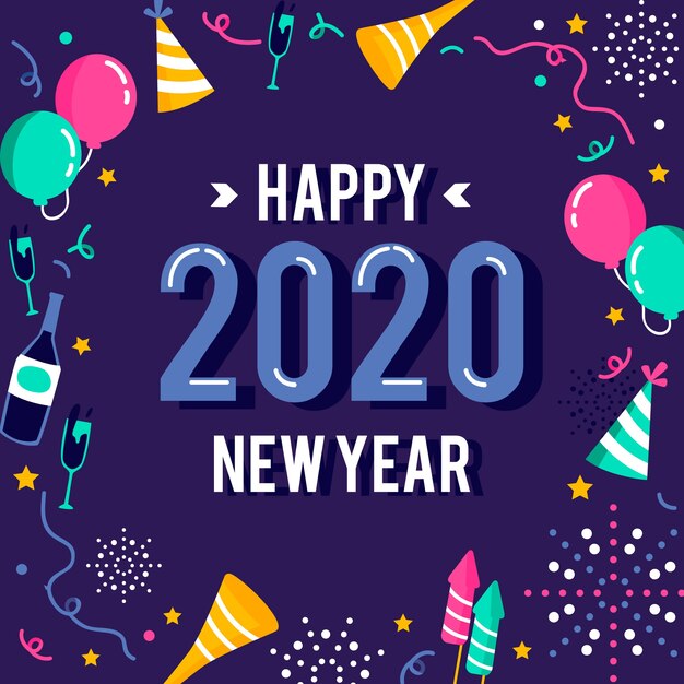 Flat design new year background