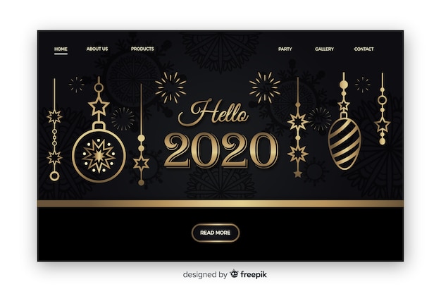 Free vector flat design new year landing page template