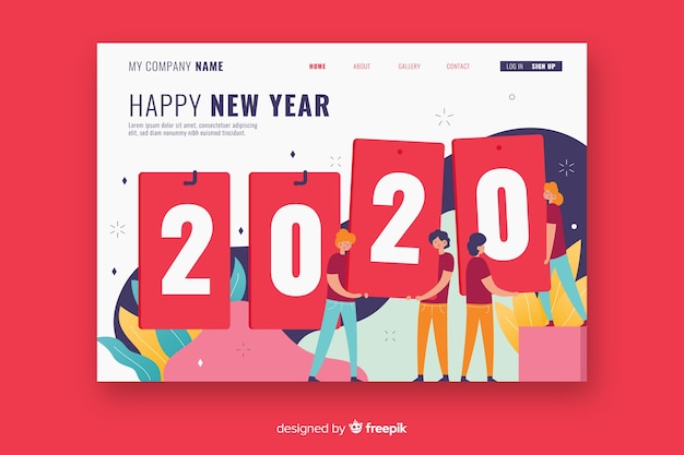 Flat design new year landing page