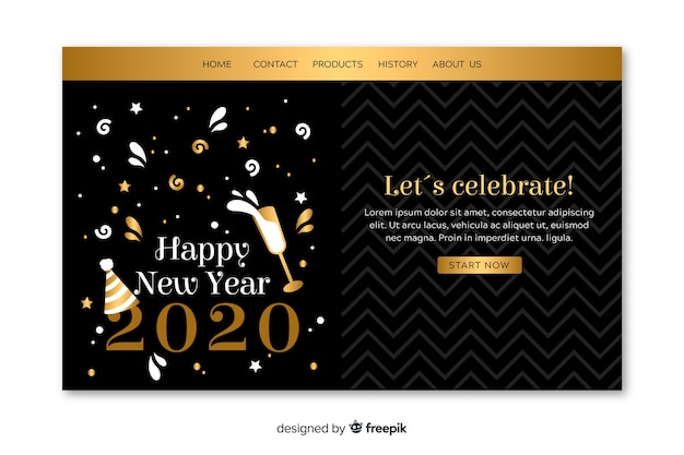 Free vector flat design new year landing page