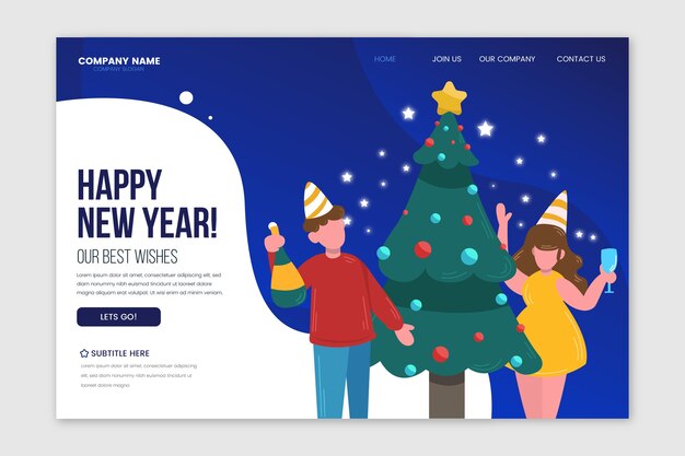 Flat design new year landing page