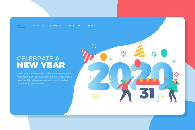 Flat design new year landing page