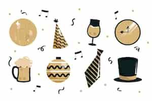 Free vector flat design new year party element collection