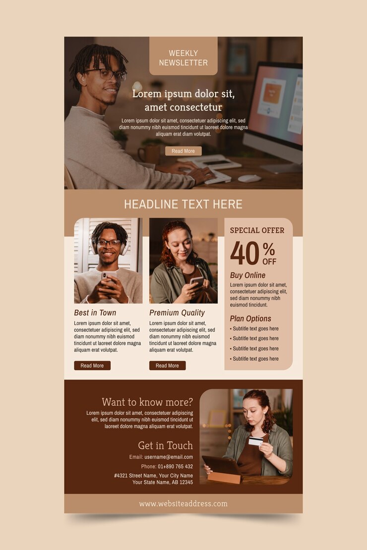 Free Vector flat design  newsletter template