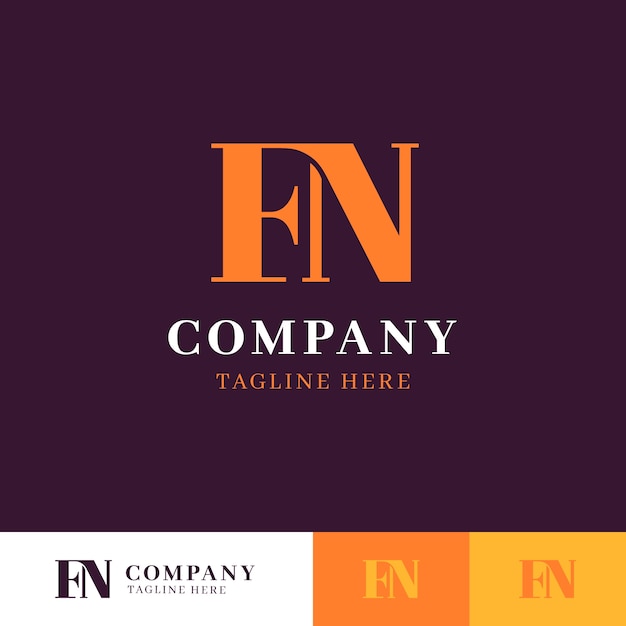 Flat design nf or fn logo template