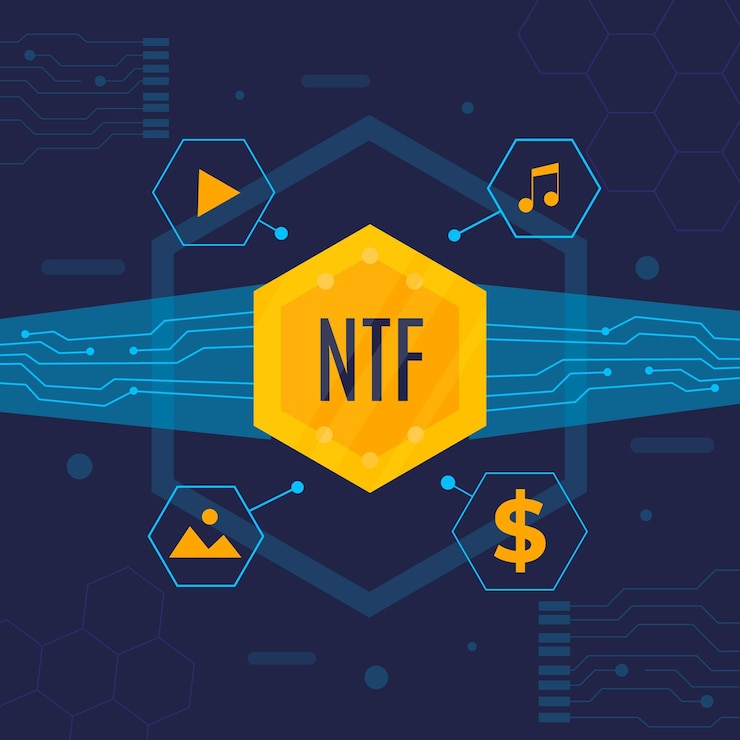 Free Vector flat design nft concept illustration