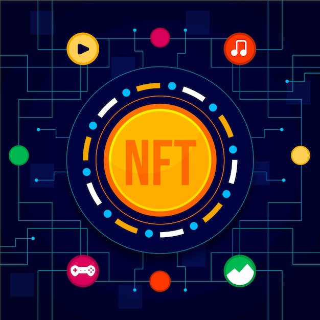 Flat design nft concept illustration