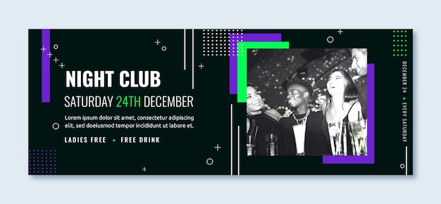 Free vector flat design night club facebook cover