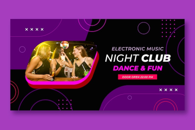 Free vector flat design night club facebook post template