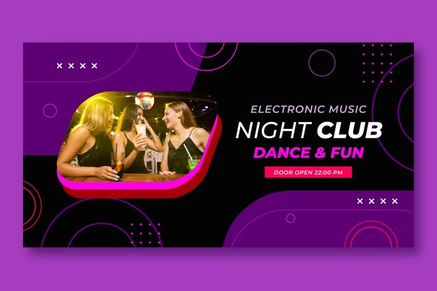 flat design night club facebook post template
