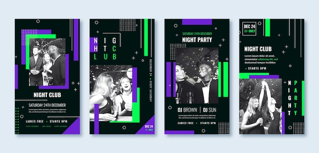 Flat design night club instagram stories