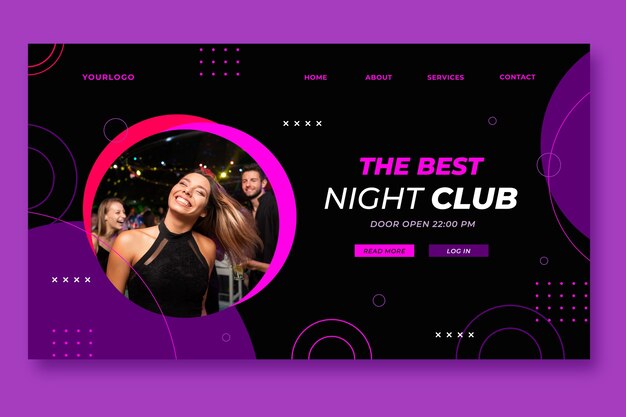 Flat design night club landing page template