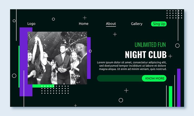 Free vector flat design night club landing page