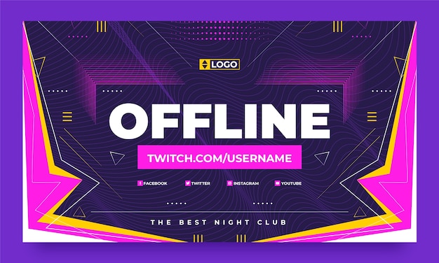 Flat design night club twitch background