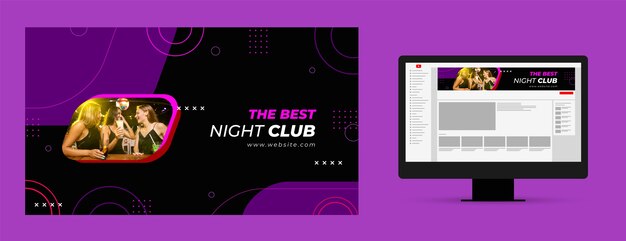 フラットなデザインのナイトクラブ youtube チャンネル アート テンプレート