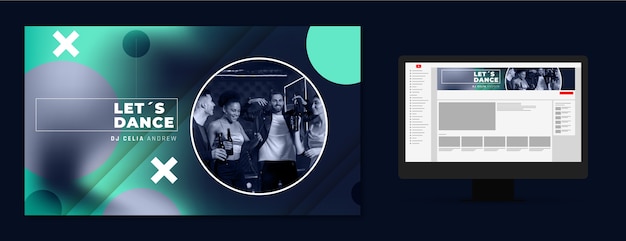 フラットなデザインのナイトクラブのyoutubeチャンネルアート