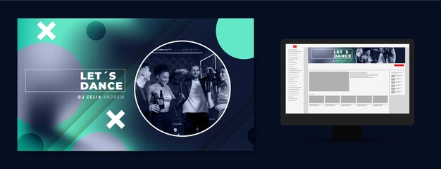 フラットなデザインのナイトクラブのyoutubeチャンネルアート