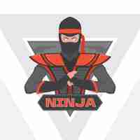 Vettore gratuito modello di logo ninja design piatto