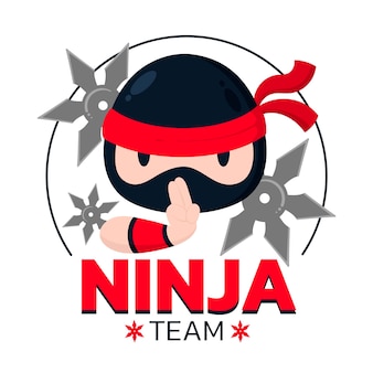 Плоский дизайн шаблона логотипа ниндзя