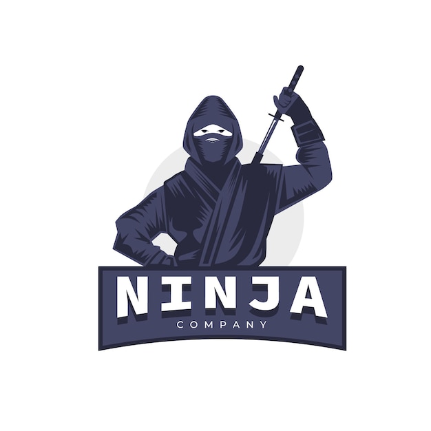 Modello di logo ninja design piatto