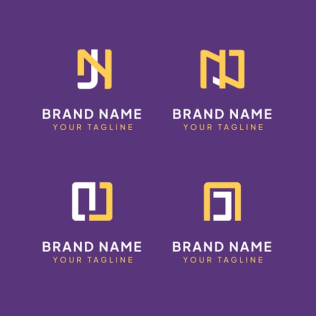 Flat design nj monogram template