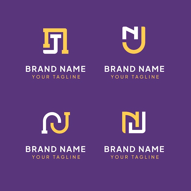 Flat design nj monogram template