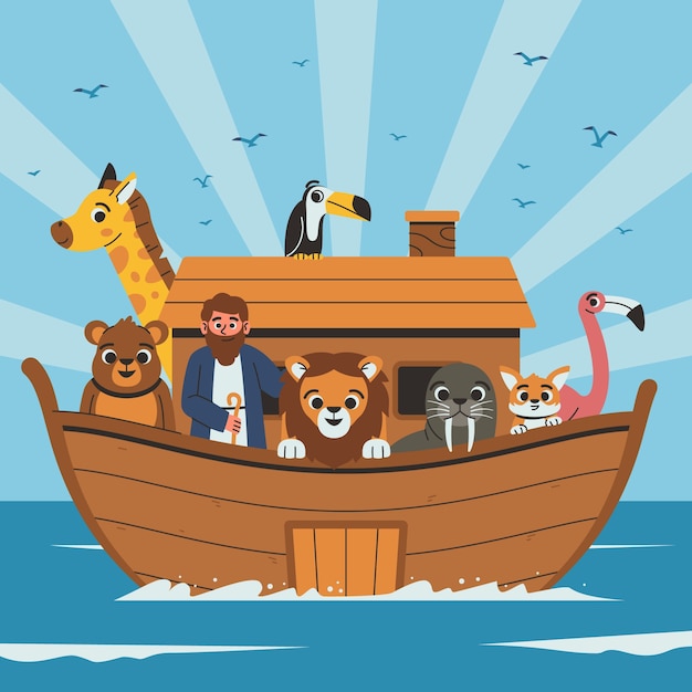 Free vector flat design noah's ark illustration