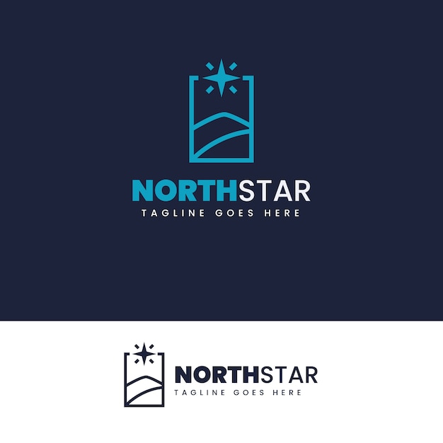 フラットデザインの北極星のロゴ