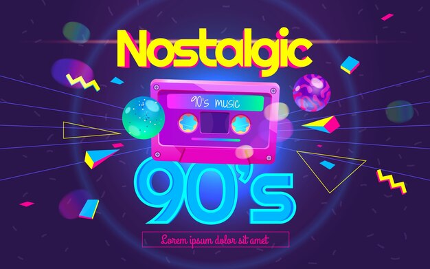 Flat design nostalgic 90's background