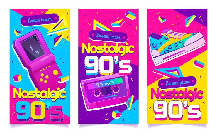 Free Vector flat design nostalgic 90's banners