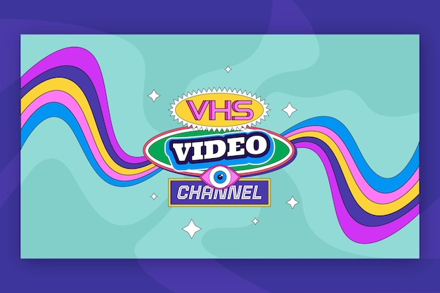 Free vector flat design nostalgic 90's youtube channel art