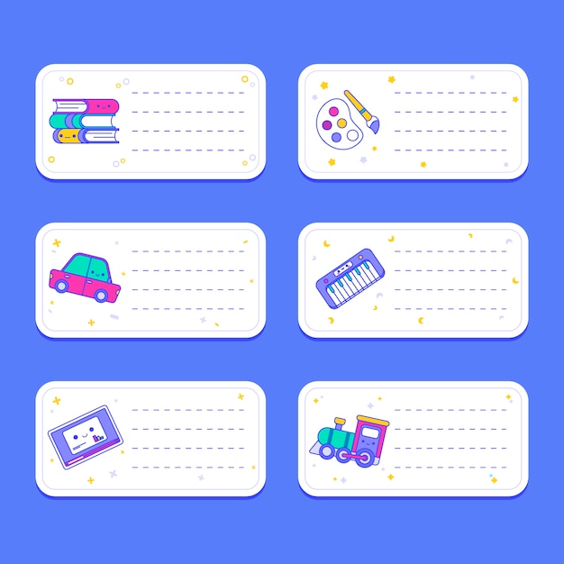 Flat design notebook label collection