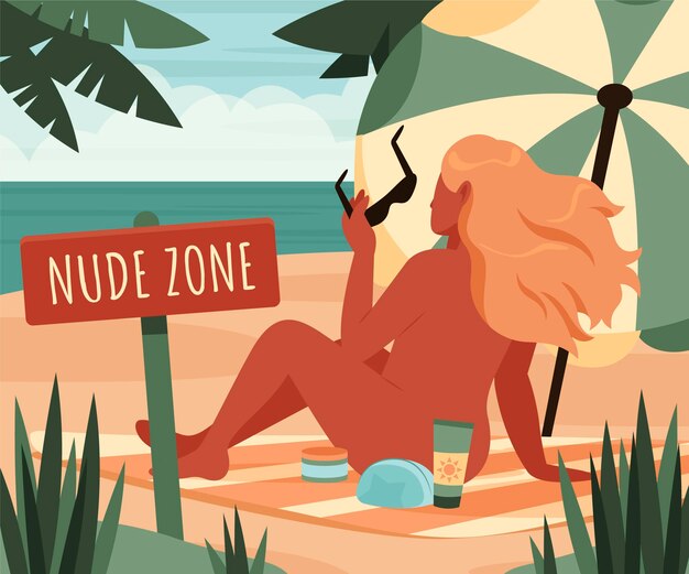 Flat design nude zone concept