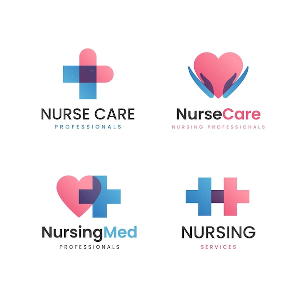 Коллекция логотипов медсестры в плоском дизайне