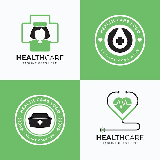 Free vector flat design nurse logo template collection