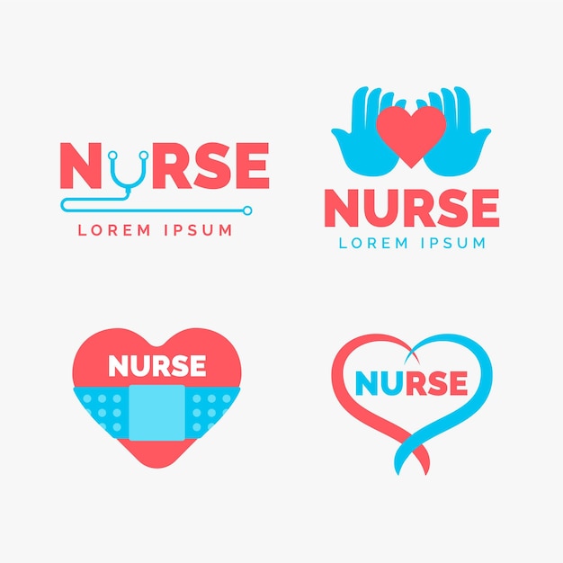 Free vector flat design nurse logo templates