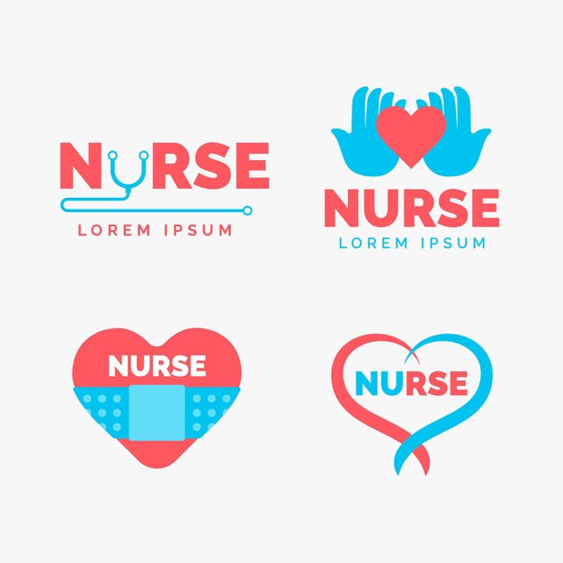 Flat design nurse logo templates