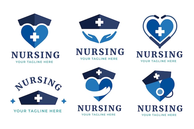 Free vector flat design nurse logo templates