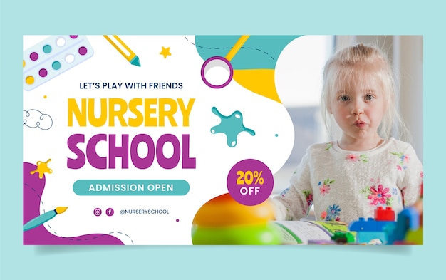 Flat design nursery school template