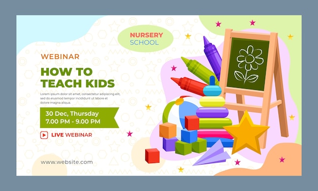 Free vector flat design nursery school webinar