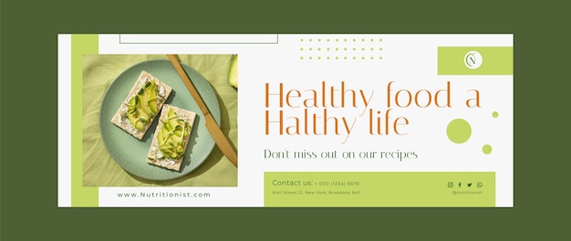 Free vector flat design nutritionist advice facebook cover template