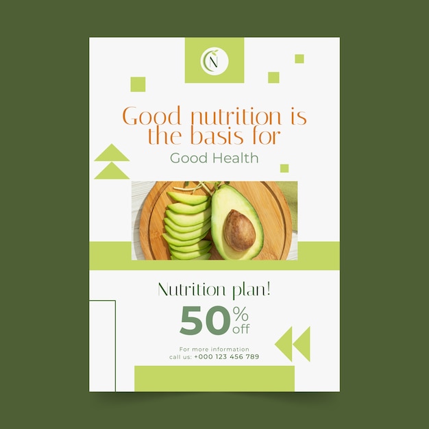 Flat design nutritionist advice poster template