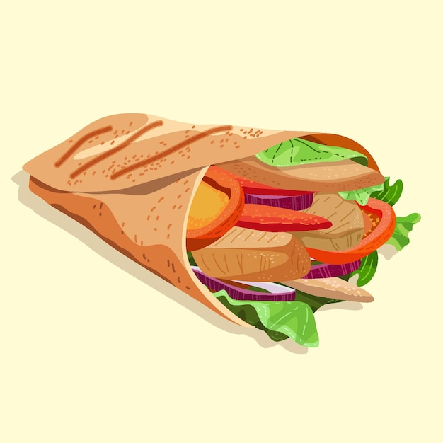 Flat design nutritious shawarma illustration