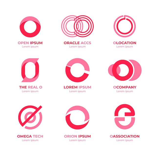 Free vector flat design o logo templates pack