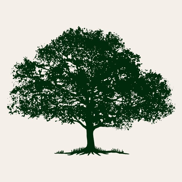 Flat design  oak tree silhouette