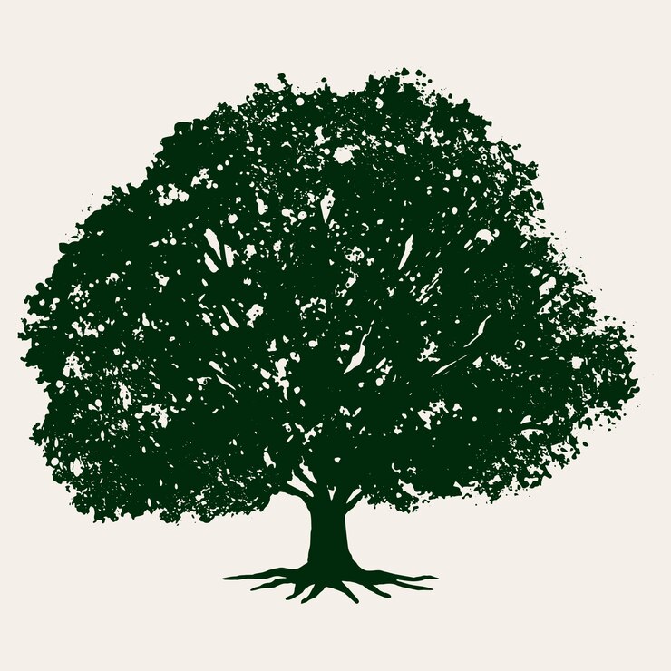 Free Vector flat design  oak tree silhouette
