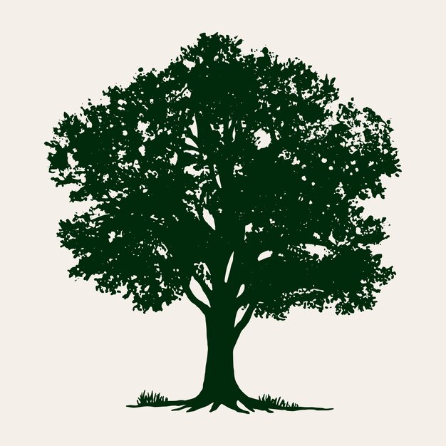 Flat design  oak tree silhouette